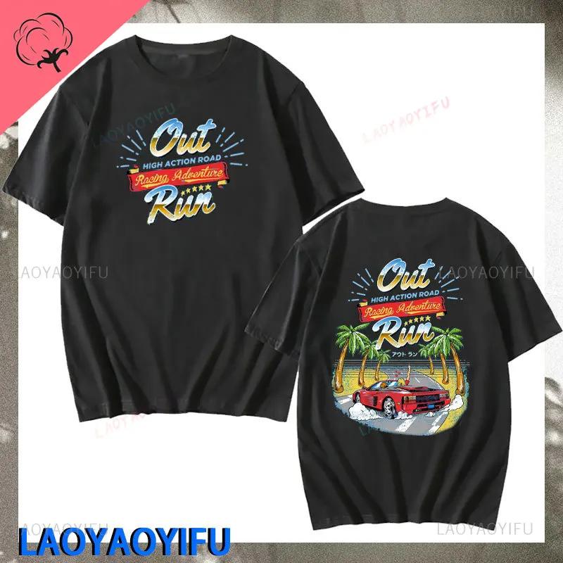 90s Vintage Out Run Top T Shirt Camisas Men Fashion Old School Japan Arcade Tops Hombre Video Game Outrun Tee Top Camisas
