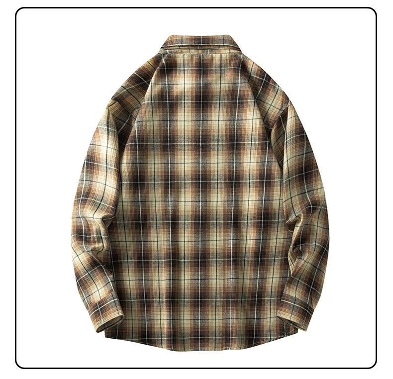 Men's Retro Plaid Long Sleeve Shirt - Casual Fashion Jacket for Autumn and Spring