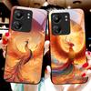 Golden Phoenix Purple For Xiaomi Redmi 13C Note13 12 Pro Plus 5G Note 9 13T Pro POCO X6 F5 F6 Black Tempered Glass Phone Case