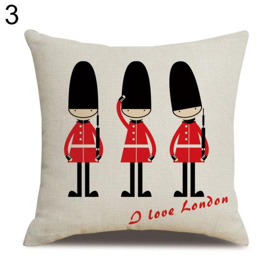 London Characters Flag Bus Linen Cushion Throw Pillow Cover Case Pillowcase
