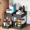 Sliding Mechanism Sliding Cabinet Basket With Hooks Storage Shelf  Bathroom Storage