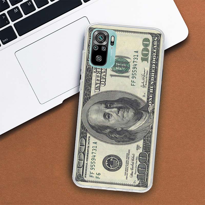 Banknote Dollar Cash Money Phone Case For Xiaomi Redmi Note 14 13 12 12S 11 Pro Plus 11S 10 10S 11T 11E Soft Transparent Shell C