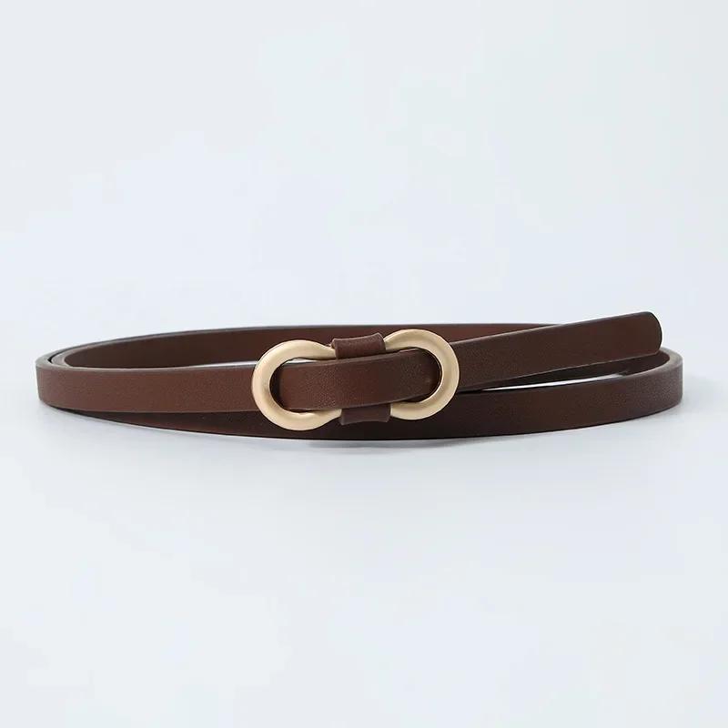 Multi-color Women Fashion Thin Belt Casual Decoration Dress Shirt 8-character Buckle Small Belts Solid Pu Leather Ladies Belts