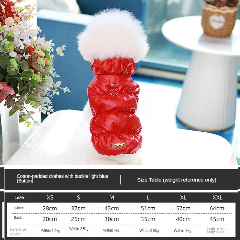 Coat for Small Medium Dogs D-RING Cat Jacket Soft Warm Winter Padded Fleece Puppy Pet Clothes
