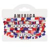 Pack of 6 Fashionable Patriotic Beaded Bracelets Elastic July 4th Jewelry Americans Flag Star Charm Party Accessories