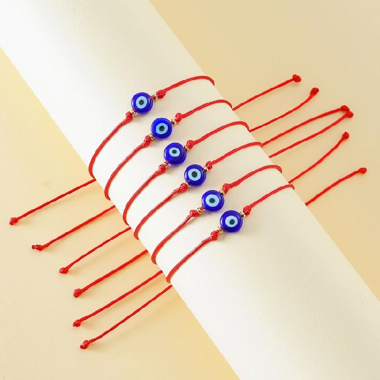 Blaues Glücksbringer Armband mit bösem Blick Handgemacht Rotes Faden Seil Paar Armband