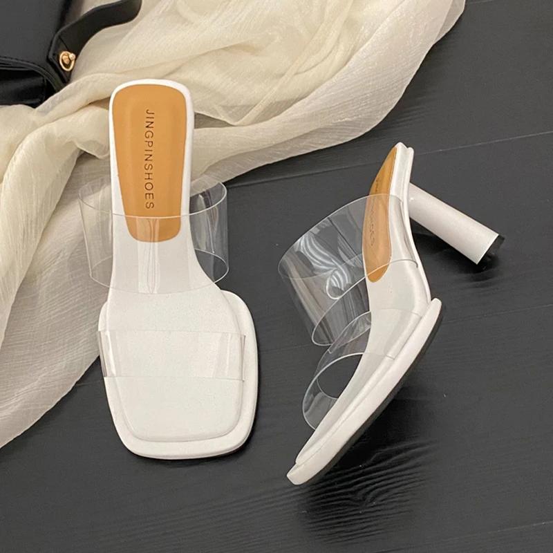 High Heeled Shoes Women Fashion Slippers Elegant Pumps Sexy Summer Pvc Woman Sandals 2025 Designer Dress Luxury Zapatos De Mujer