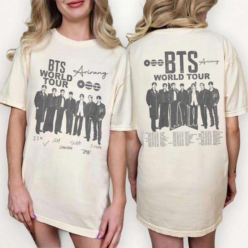 Sommar Mode Trendig T-shirt Herr Dam Vintage Topp BTS Arirang Världsturné 2026 Skjorta – K-pop ARMY Merchandise Hip Hop Streetwear Överdimensionerad T-shirt