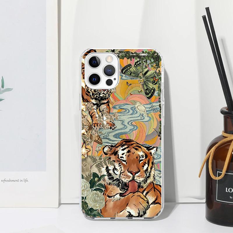 Superior Tiger Pattern Art Phone Case For Iphone 17 Air 16 15 Plus 16E 14 Pro Max 13 Mini 12 11 7 8 SE Fundas Soft Back Cover 17