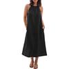 Women's Fashion Sleeveless Round Neck Straps Cotton Linen Dresses