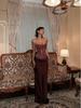 Wijnrood Strapless Kant Slim Fit Lange Jurk - Stijlvolle Streetwear voor Hete Dates