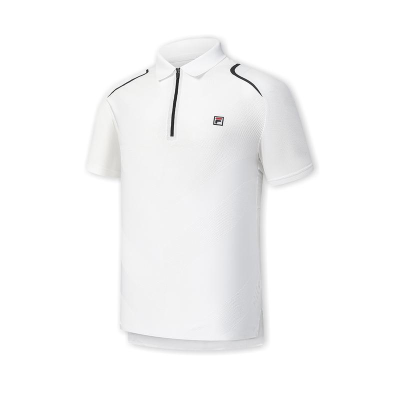 Fila Tennis Solid Color Sports Texture High-End Minimalist Short Sleeve Polo Men Polo Bright-White A11M433107FWT