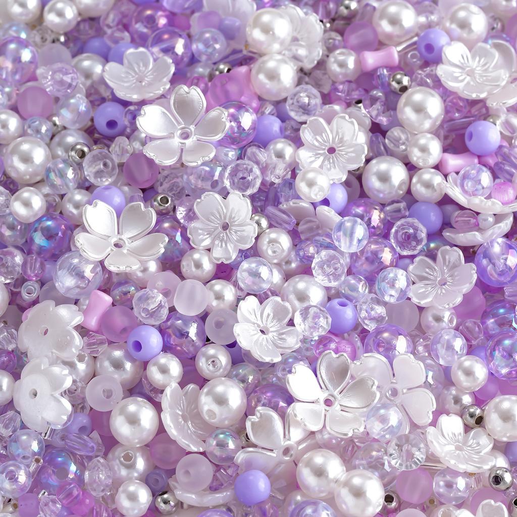 Acrylic Mixed Beads, Transparent Loose Beads DIY Beaded Pendant Jewelry Material