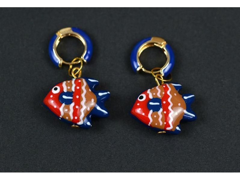 Bunte Cartoon Fisch Glasanhänger Ohrringe - Niedlicher & Einzigartiger Anhänger