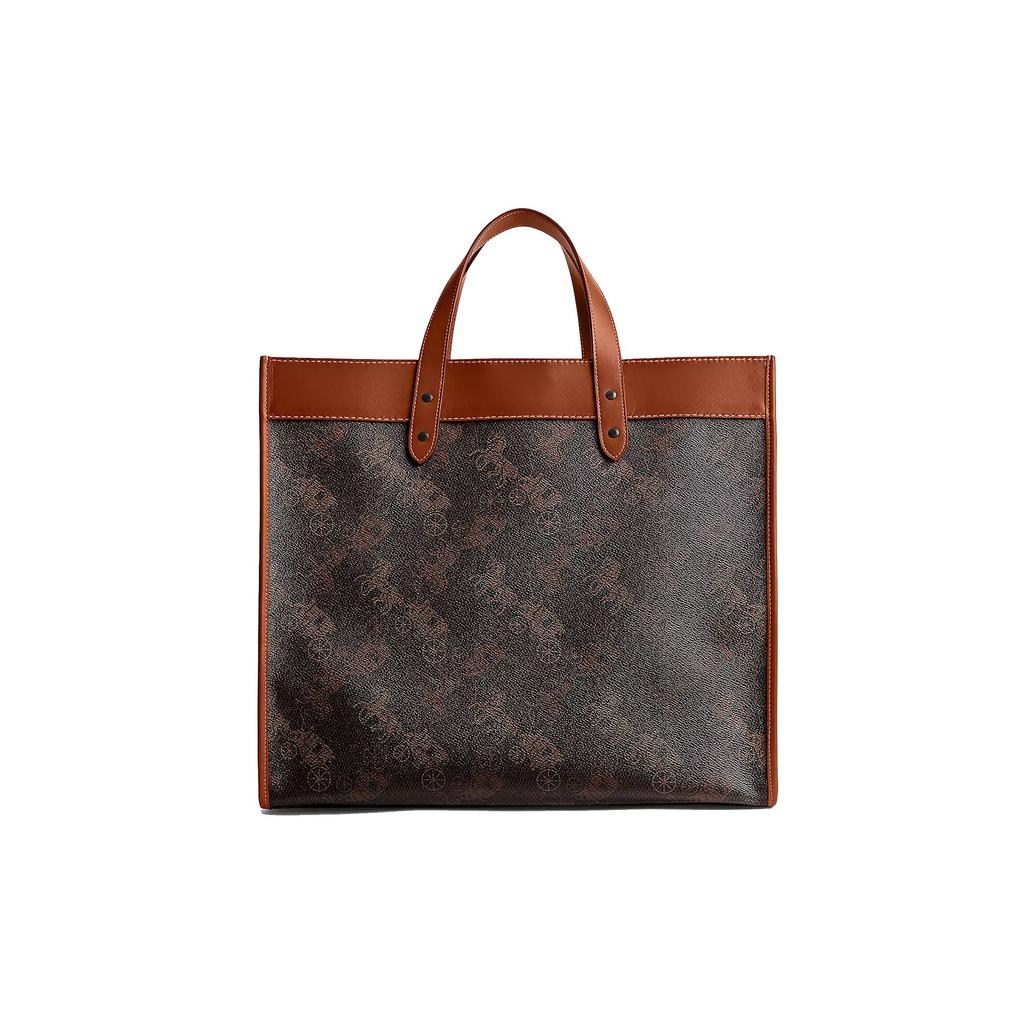 Coach Field 40 Tote Bag With Removable Shoulder Strap And Logo Print Women Tote Bags Brown Coffee CP446-W8F