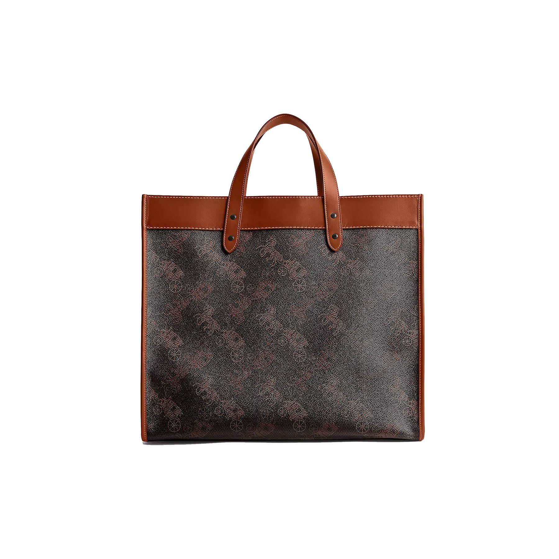 

Coach Horse & Carriage Print Large Tote Bag with Leather Trim for Work & Travel Use Basic Set (Bag+Dust Bag)