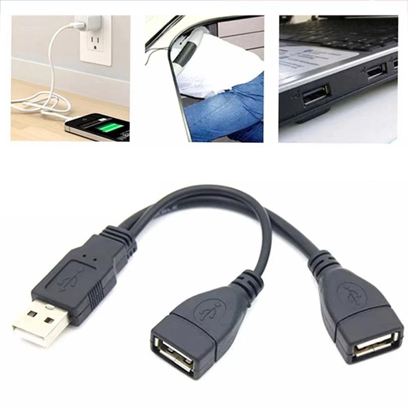 15/30cm USB 2.0 A 1 Male To Dual USB Female Data Hub Power Adapter Y Splitter For USB Charging Power Cable Cord Extension Cable