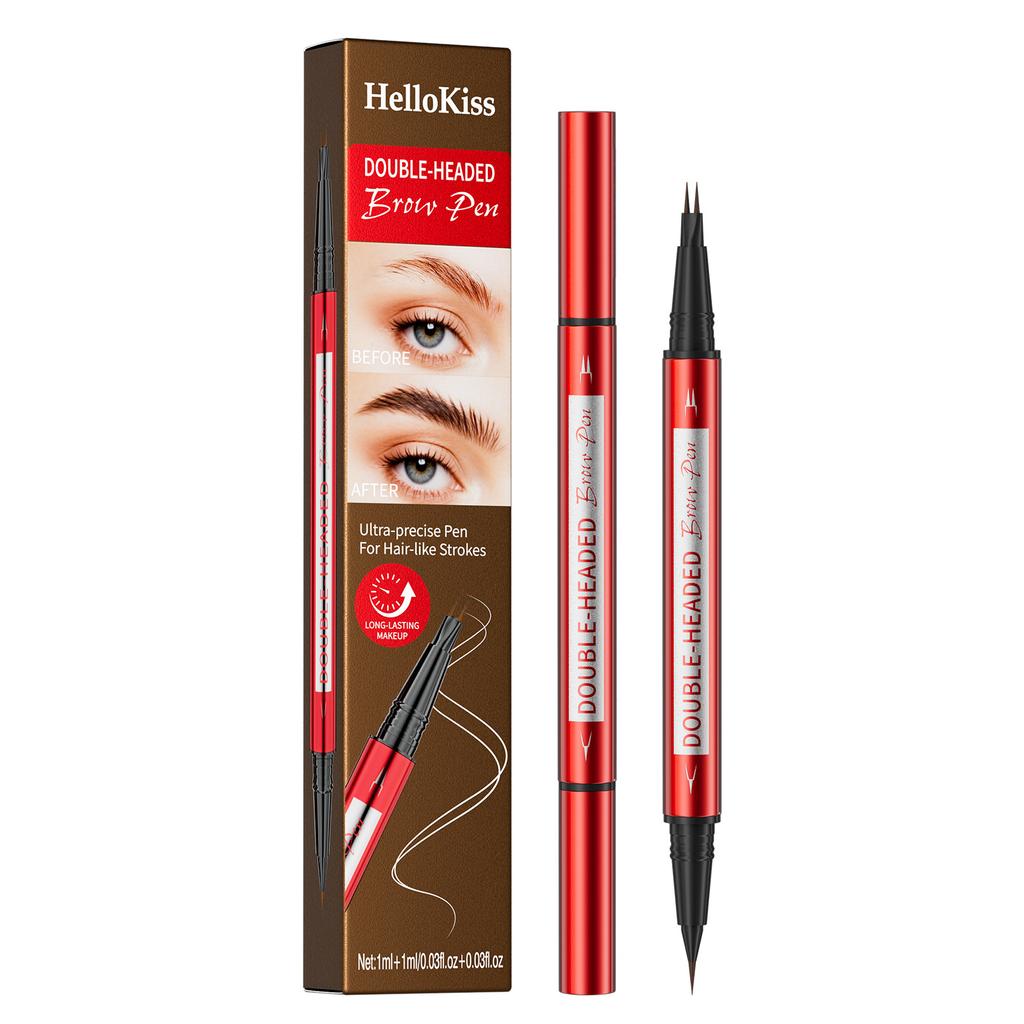 Red Tube Double-Headed Binary Eyebrow Pencil Waterproof And Non-Smudging Natural Wild Bionic Eyebrow Two-In-One Eyebrow Pencil
