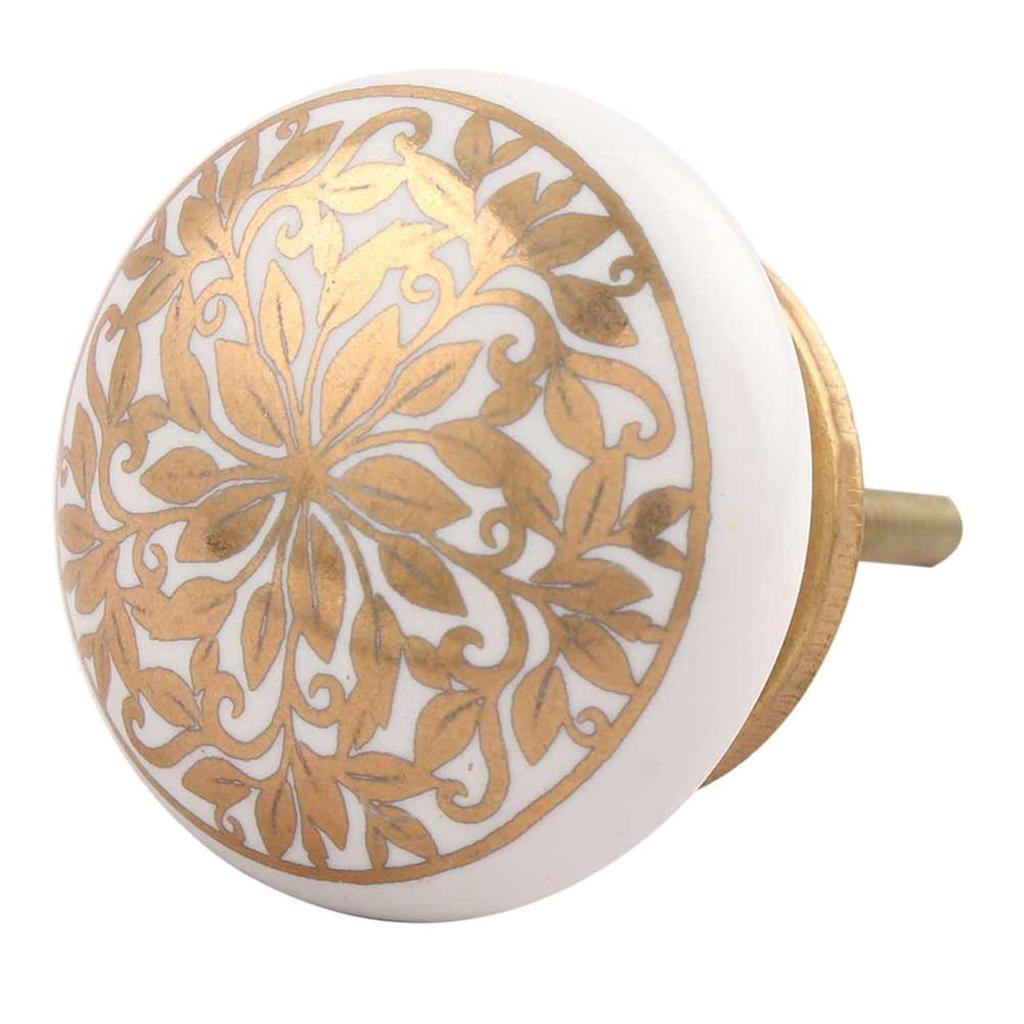 2 Piece Gold Flower Ceramic Luxury Drawer Knobs for Kitchen Cabinet Hardware Door Pulls Decorative Dresser Wardrobe