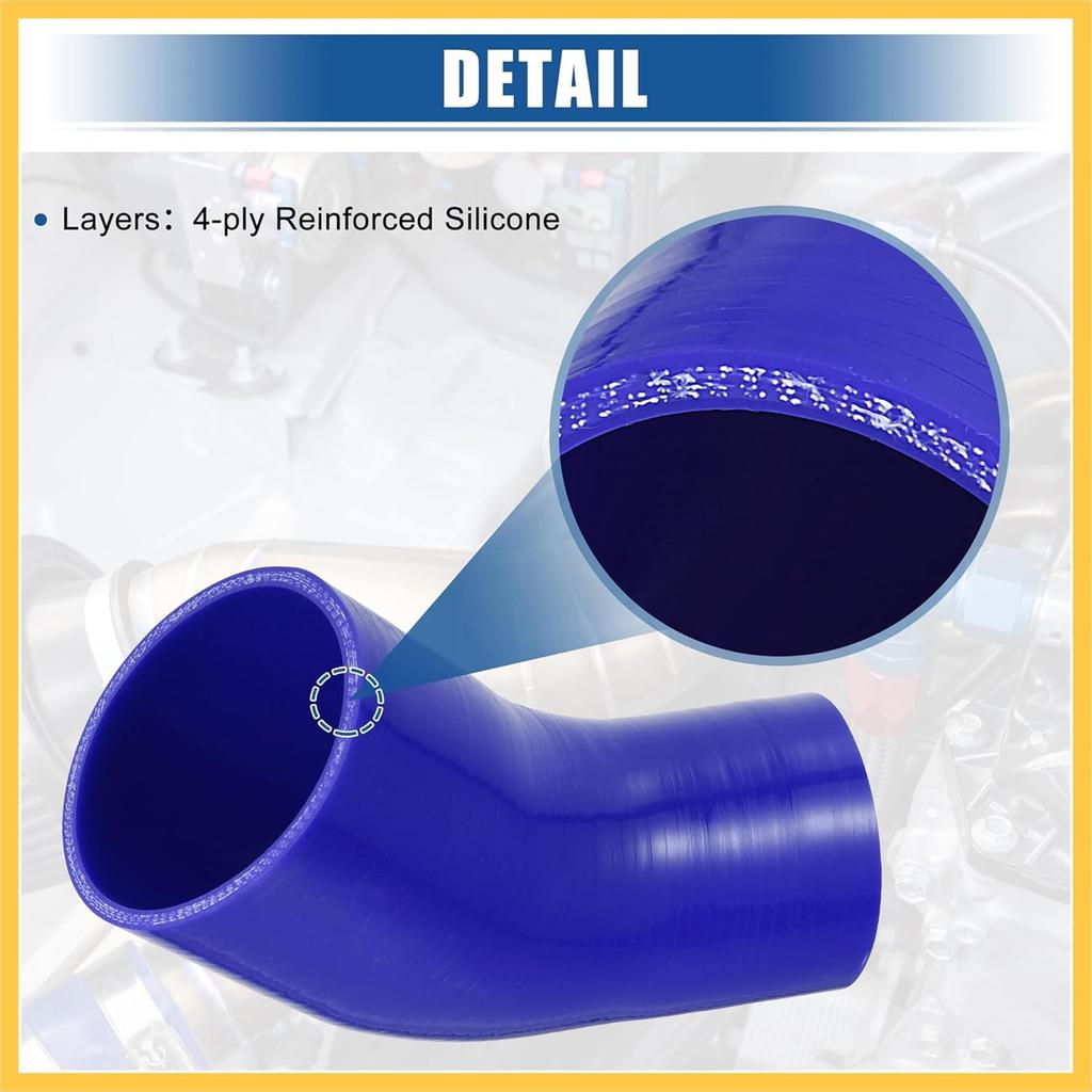 45 Degree 3 Inch to 3.5 Inch ID 4Ply Car Elbow Reducer Silicone Hose Coupler Intercooler Tube Intake Piping Blue 76-89mm Auto Replacement Parts