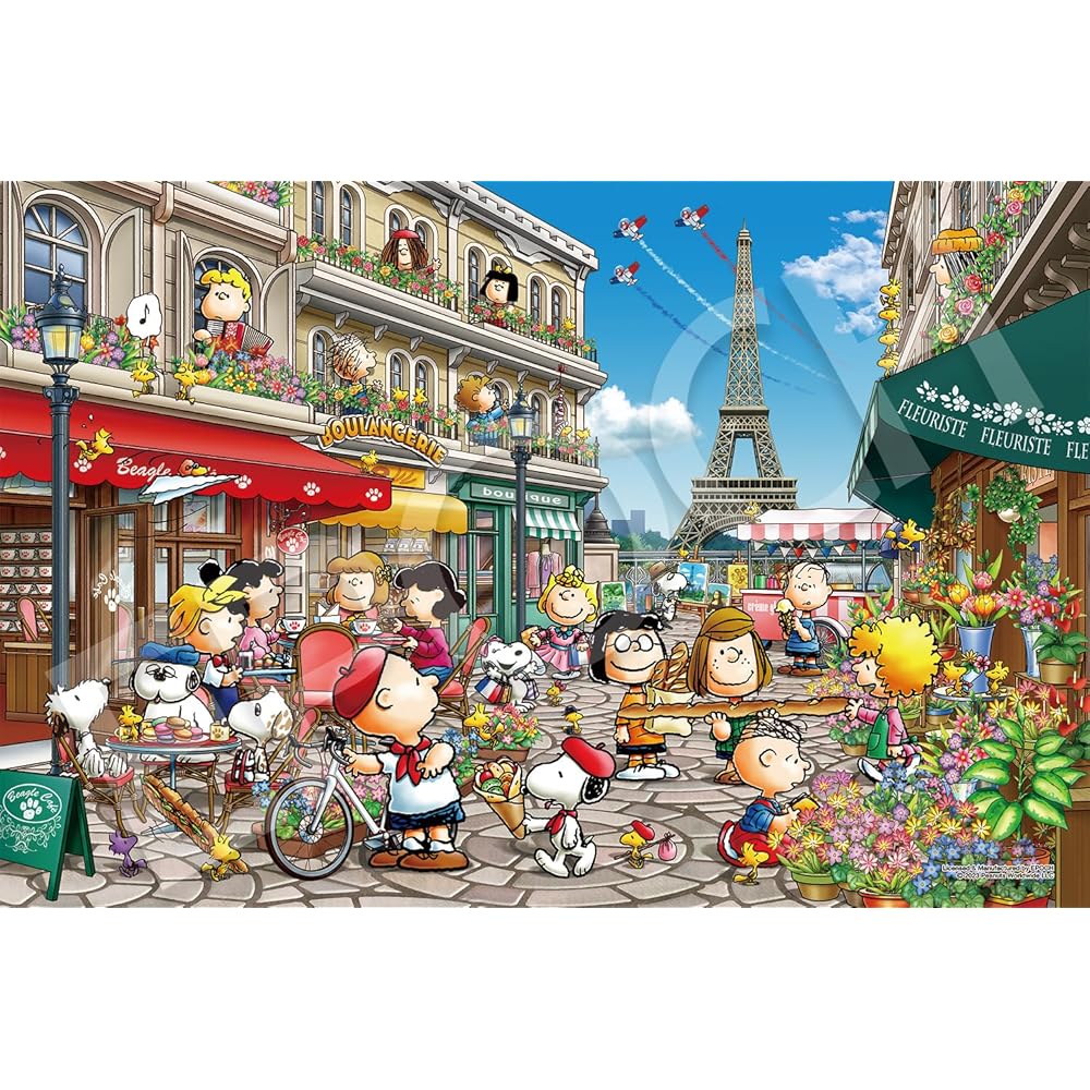 EPOCH Peanuts Snoopy in Paris 1000-Piece Jigsaw Puzzle with Glue and Spatula 50x75cm