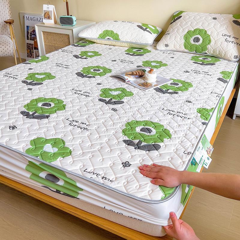 Latex-Schlafmatte für Mutter und Baby, dreiteilige Tagesdecke mit kühler, seidengepolsterter Latex-Matratzenschutzhülle