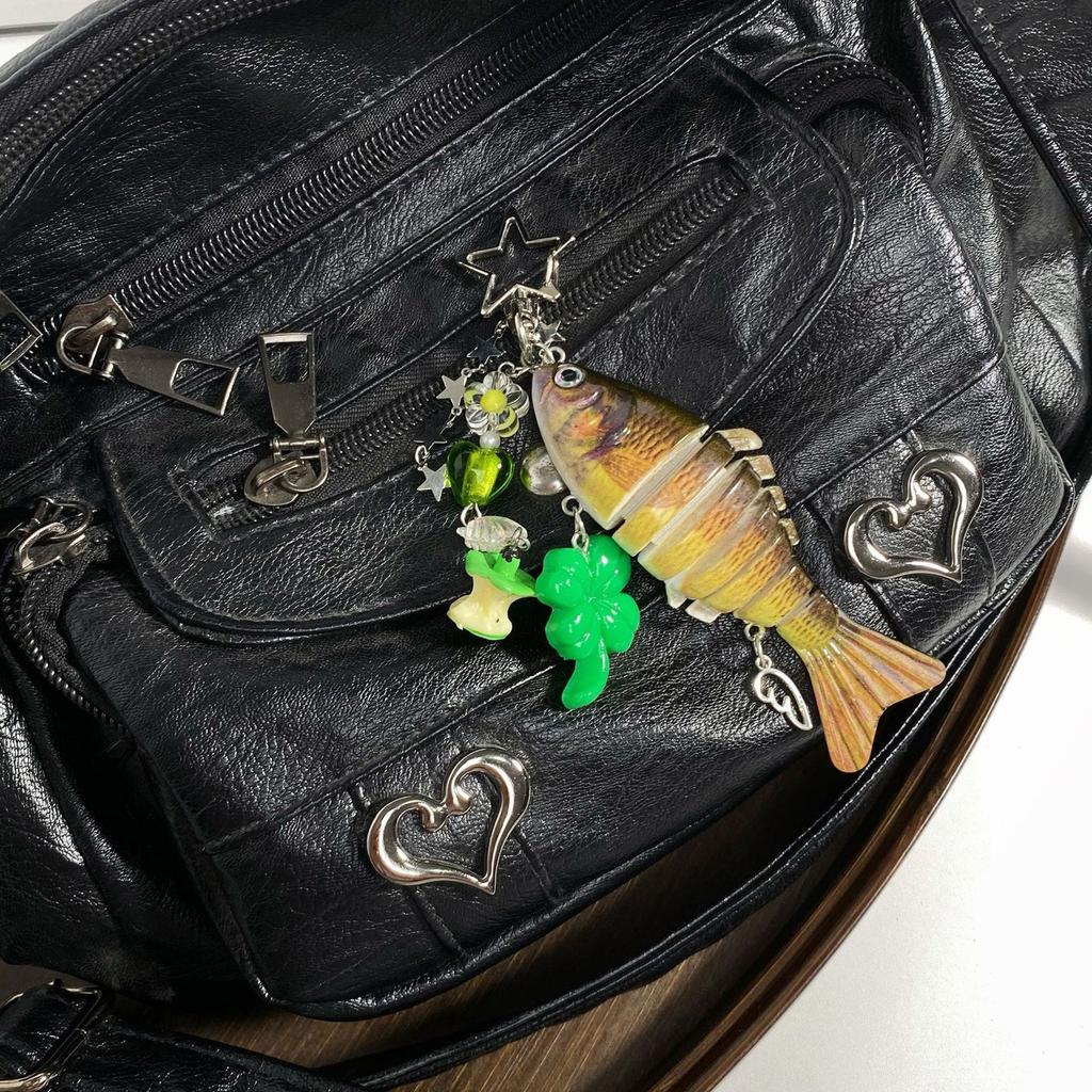 Creative Angler Gift Keychain Detailed Fish Imitation Design Sturdy Resin Key Ring Creative Fishing Key Accessories