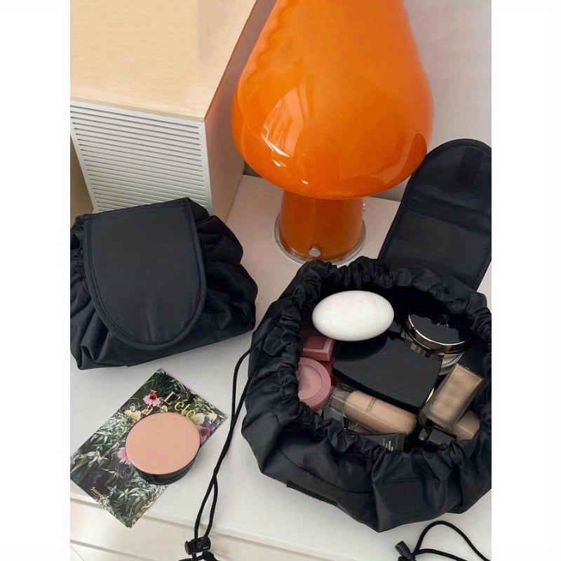 1pc Portable Black Drawstring Makeup Bag Cosmetic Pouch Travel Organizer Travel Makeup Cosmetic Vacation Organizer Large Capacity holds