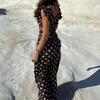 2026 Elegant French Polka Dot Ruffle Dress - Slimming, Backless U-neck with Romantic Drape