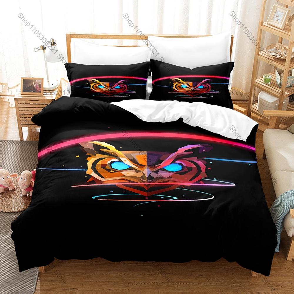 Cool Owl Minimalist Wildlife Nocturnal Bird Vintage Cartoon Animal Art HD Print Bedding Set Duvet Cover + 2 Pillowcases Animal