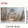 2D White Gold Christmas Fireplace Backdrop Reindeer Photography Background