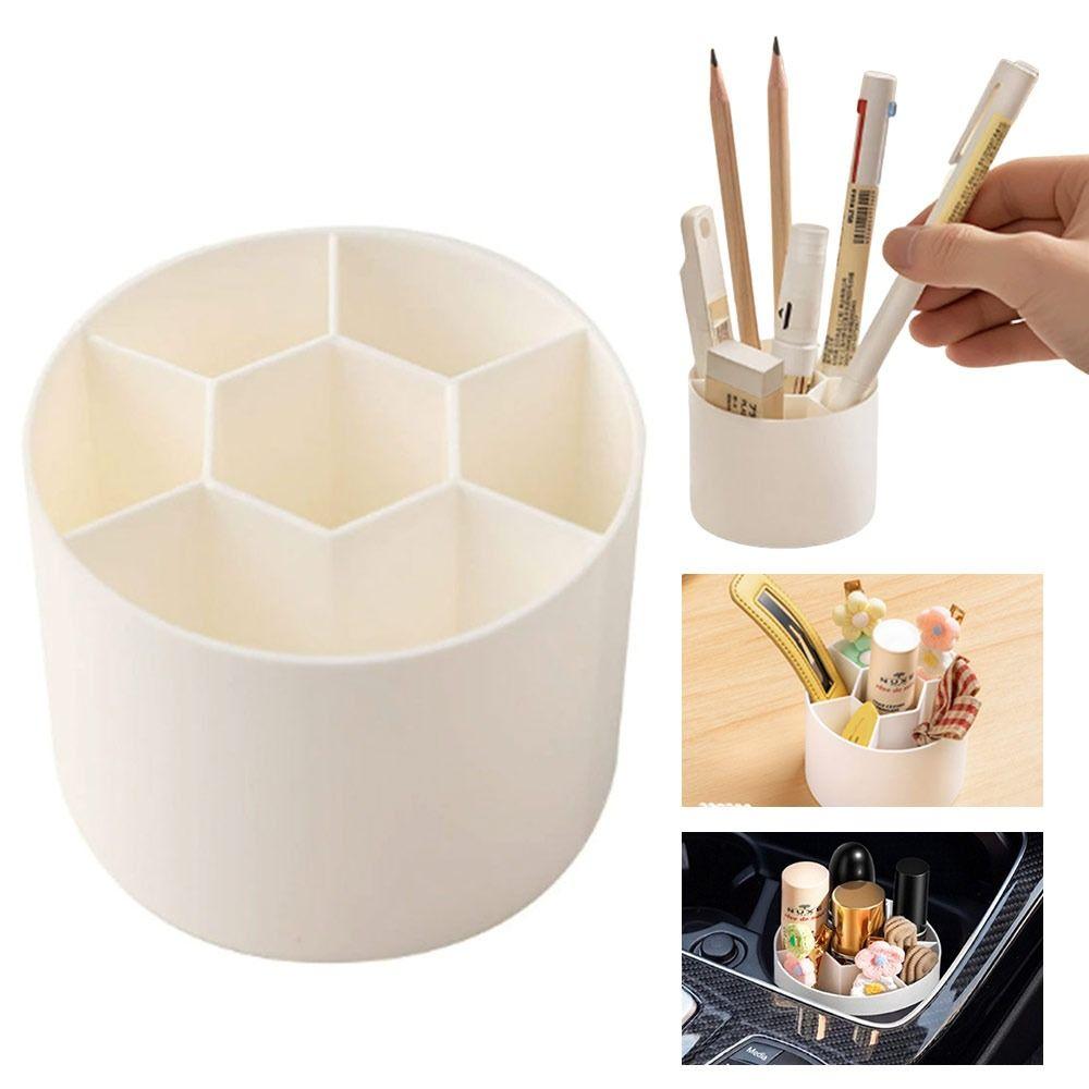 Mini Desktop Storage Box Round Stationery Storage Rack Simple Makeup Brush Holder for Home