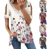 Women's T-shirt Printed V-neck Sequin Short Sleeved Summer Casual Loose Top