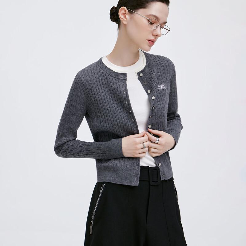 GIOVANNI VALENTINO Women's Short Wool Blend Round Neck Cardigan