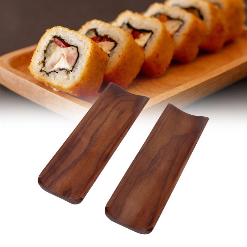 2 szt. Talerz do sushi Długi prostokątny Talerz Drewniany Japoński styl 7,2x2,1 cala Talerz do serwowania Na krakersy Impreza Dom