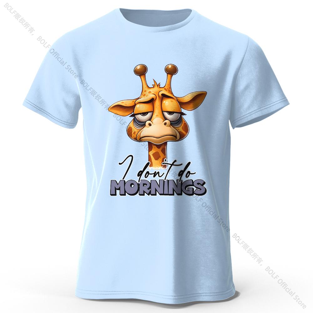 Summer Round Neck 3D Cartoon Giraffe Printed Top Fashionable Casual Short Sleeved Children's Boy T-shirts