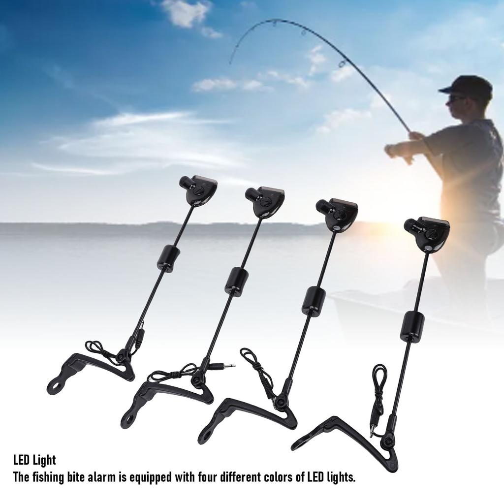 4 Pcs Fishing Bite Alarm Indicators Universal Carp Fishing LED Illuminated Bite Indicator for Outdoor