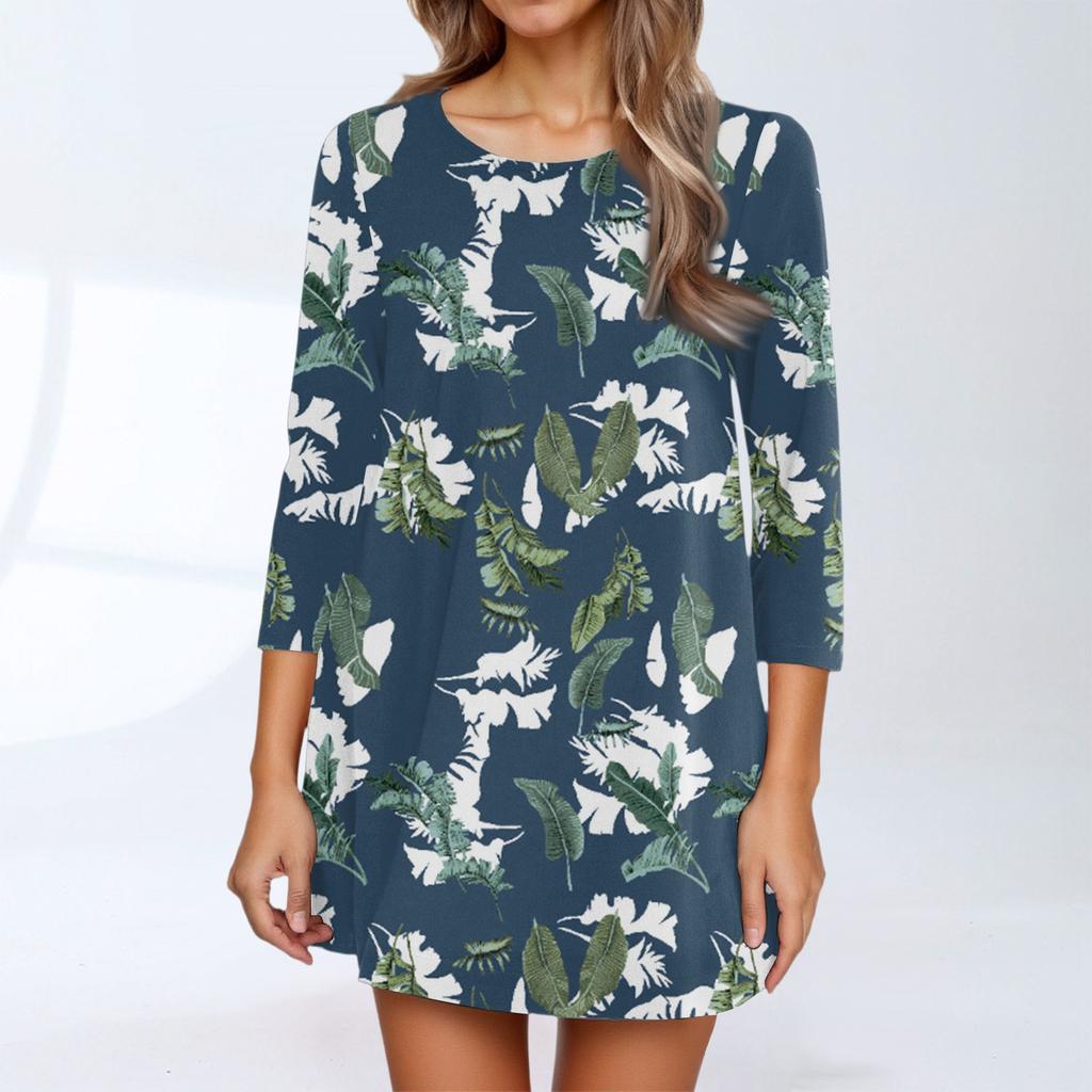 Women's Fashion Casual Three-quarter Sleeve Round Neck Top