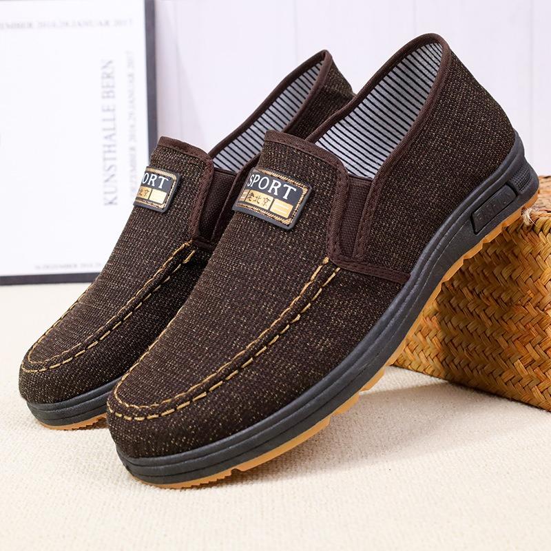 Men's Skate Shoes, Old Beijing Cloth Shoes with Anti-slip Wear-resistant Rubber Sole, Lightweight Breathable Canvas Shoes, Soft Comfort Work Shoes