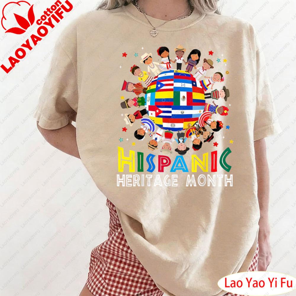 HERITAGE MONTH T Shirt Colorful Flag Print Clothes Womne Tee The Patterns of National Flags of Various Countries Clothes