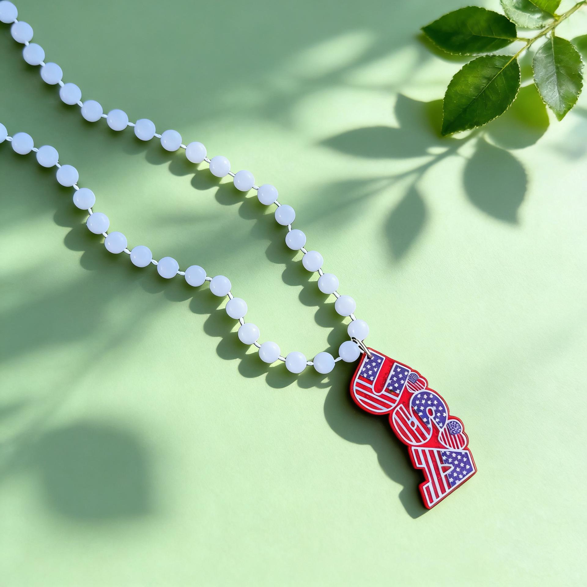 Unisex Acrylic Pendant Necklace for American Independence Day