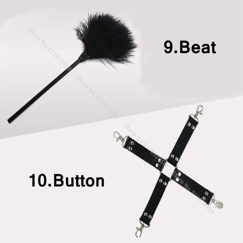 Beginner Friendly BDSM Bondage Set – 7 Pcs Cotton Rope Restraint Kit with Handcuffs Collar Gag Whip Couples Adult Play Toy