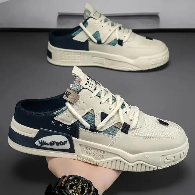 

Модные тапочки, мужская обувь, летняя толстая подошва, дышащие, удобные, полутапочки, уличные, молодежные, для скейтбординга, повседневные кроссовки для мужчин 44 синий