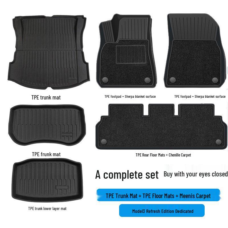 Custom TPE Floor and Trunk Mats for Tesla Model 3 & Y