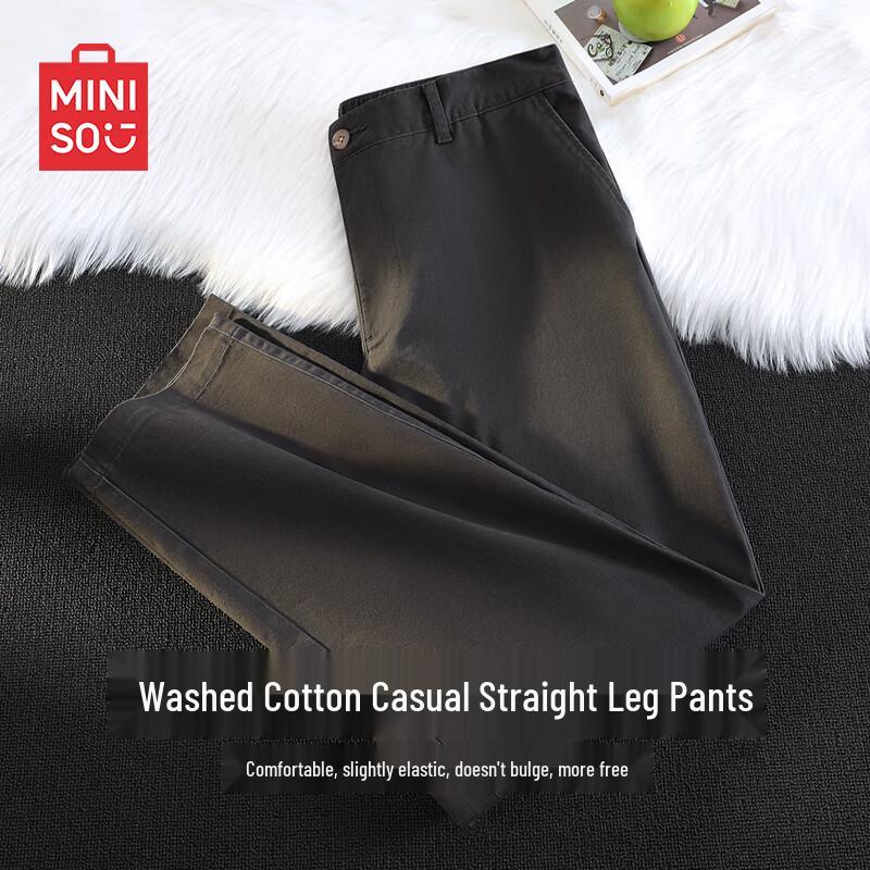 

MINISO Men s Washed Cotton Straight-Leg Casual Pants L