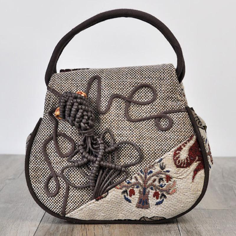 Bohemian Style Mini Woven Cloth Bag With Zipper Pocket For Casual Travel