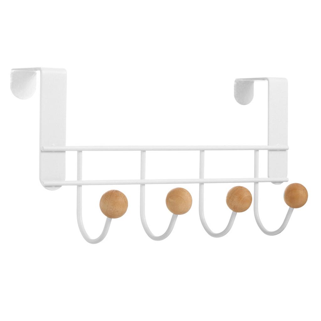 Back Door Hooks Chinese Cherry Iron Punch Free Horizontal White Door Towel Hanger Rack for Home Hats Storage