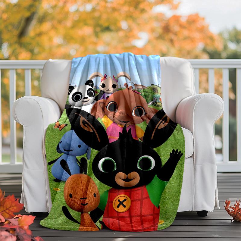 Bing Bunny Flannel Blanket Soft Warm All-Season Throw, Design for Camping, Car Travel, Hiking Sofa, Bed, Office Perfect Gift for Parties