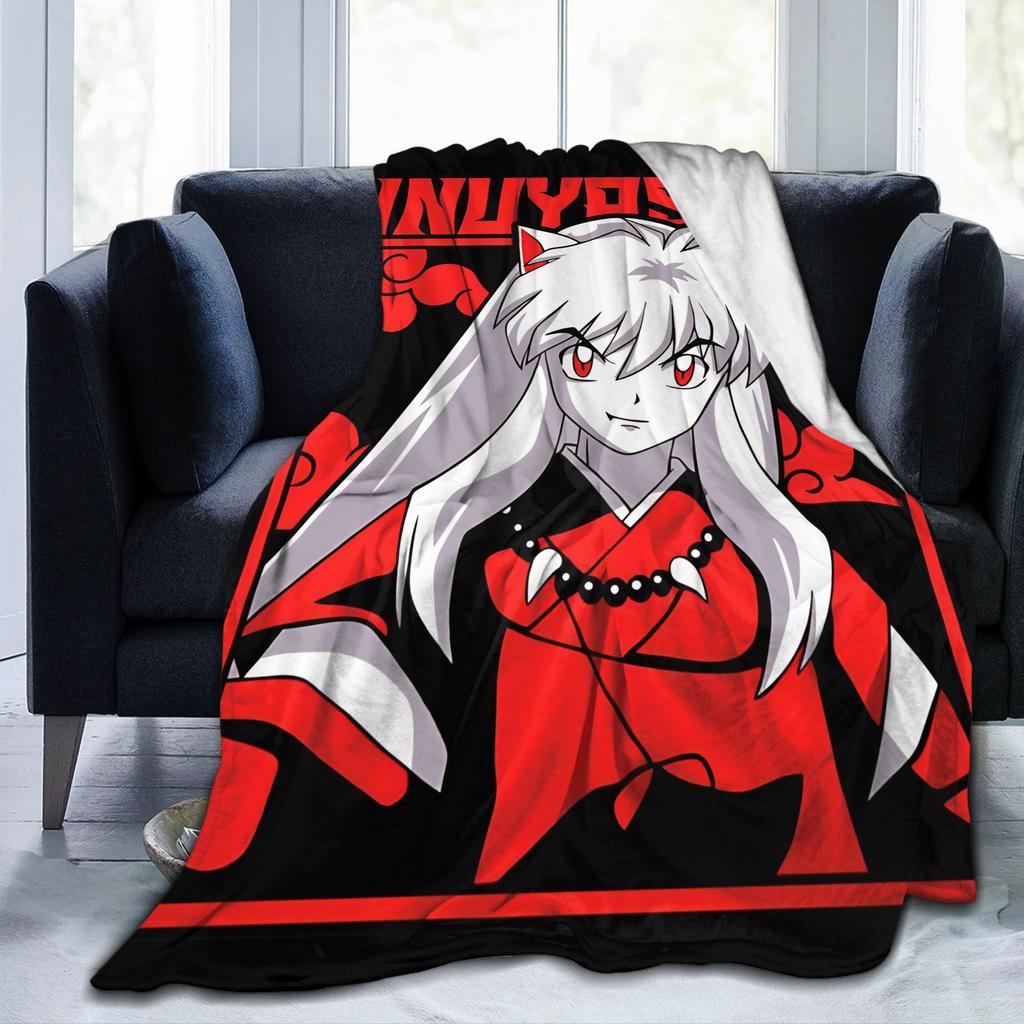 Fox Samurai Japanese Anime Coral Fleece Plush Throw Blanket Inuyashas Blanket for Bed Couch Ultra-Soft Quilt,