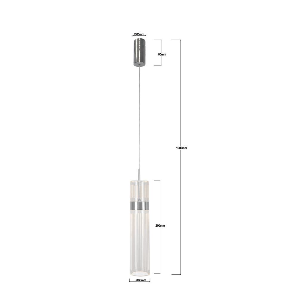 Lampa Wisząca Nowoczesna Ozdobna Przezroczysta Tuba Elementy Chrom Zmienna Barwa Led 6W Ambiente Light Prestige